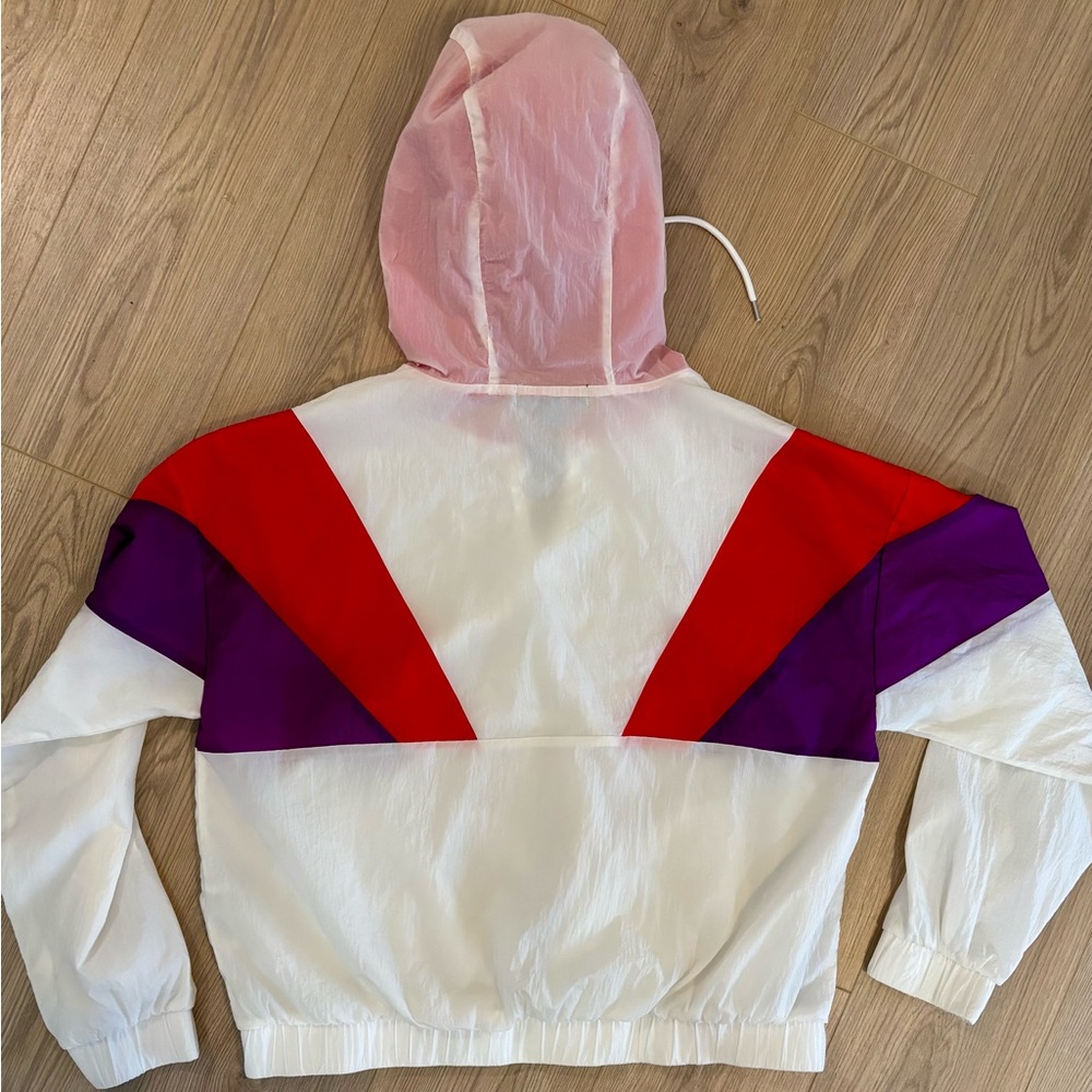 Forever 21 VTG 80s Y2K Colorblock Lightweight Windbreaker Cropped Jacket Large - Picture 2 of 6